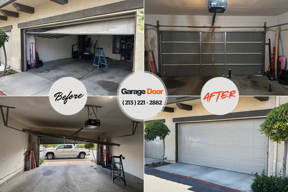 Before and after: garage door repair Monona, IA